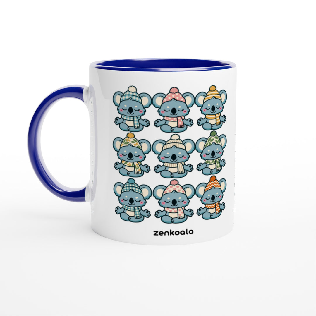 Koala Beanie Club mug in blue: white with a blue rim, inside and handle, Zen Koala Australia