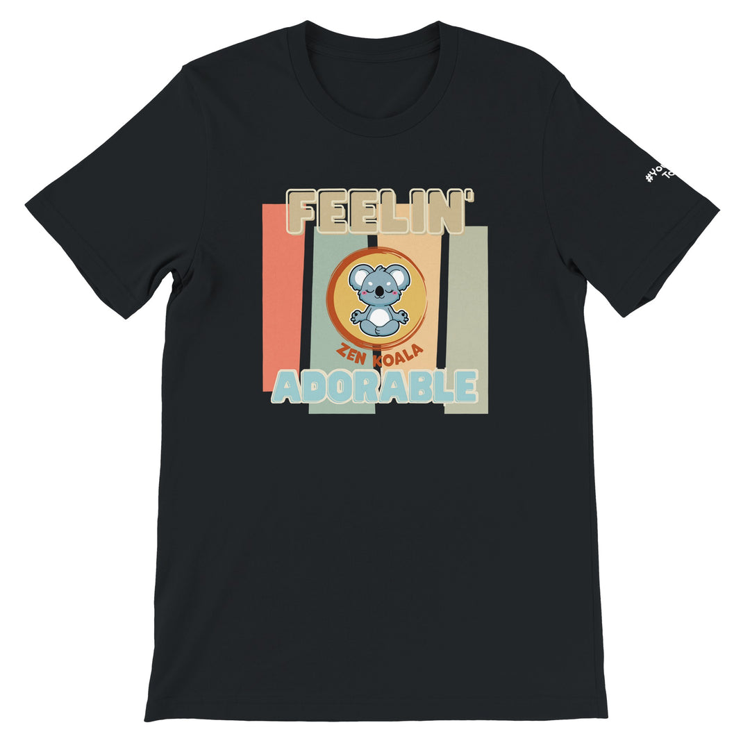 Feeling Adorable feel-good tee in black, Zen Koala Australia