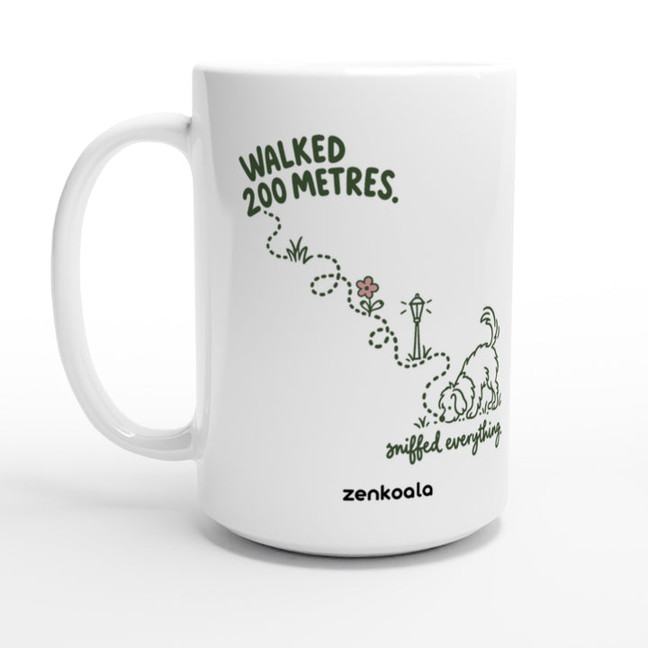 Sniffed Everything feel-good 15oz mug: a little dog on a winding walk, Zen Koala Australia