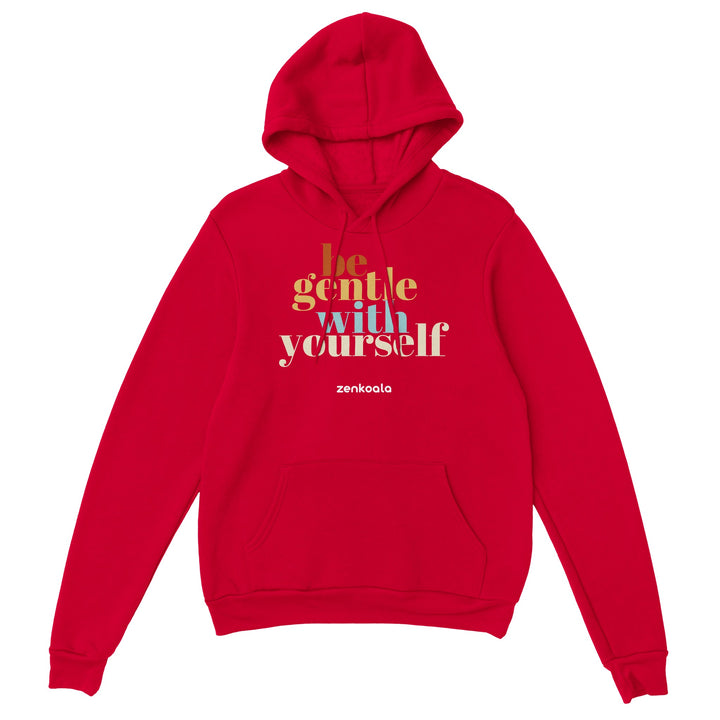 Be Gentle feel-good hoodie in red, Zen Koala Australia