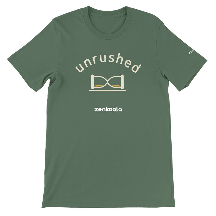 Unrushed feel-good tee in military green — Zen Koala Australia