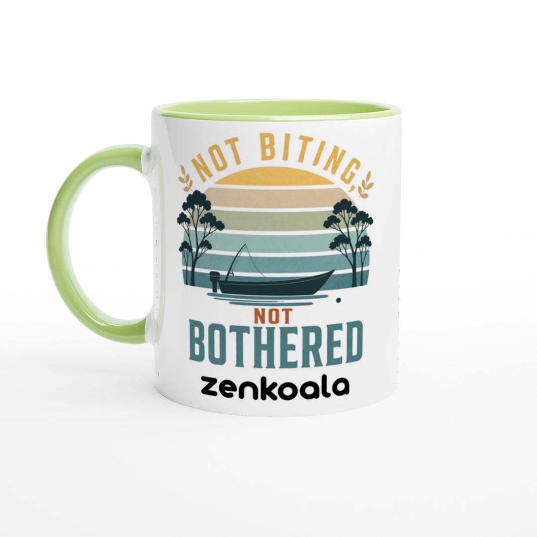Not Biting Not Bothered feel-good mug, green inside — Zen Koala Australia