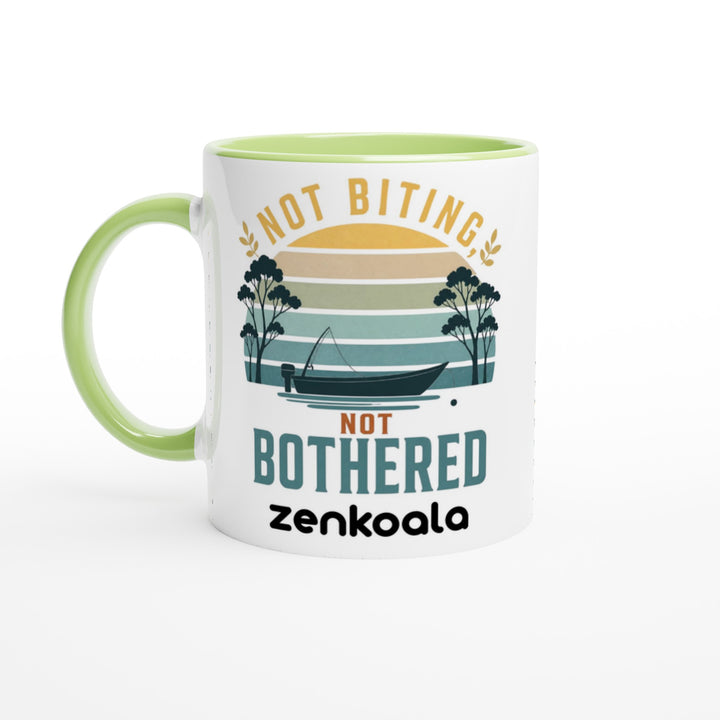 Not Biting Not Bothered feel-good mug, green inside — Zen Koala Australia