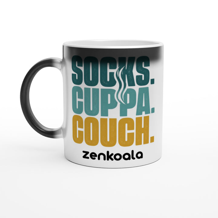 Socks Cuppa Couch magic colour-reveal mug — Zen Koala Australia