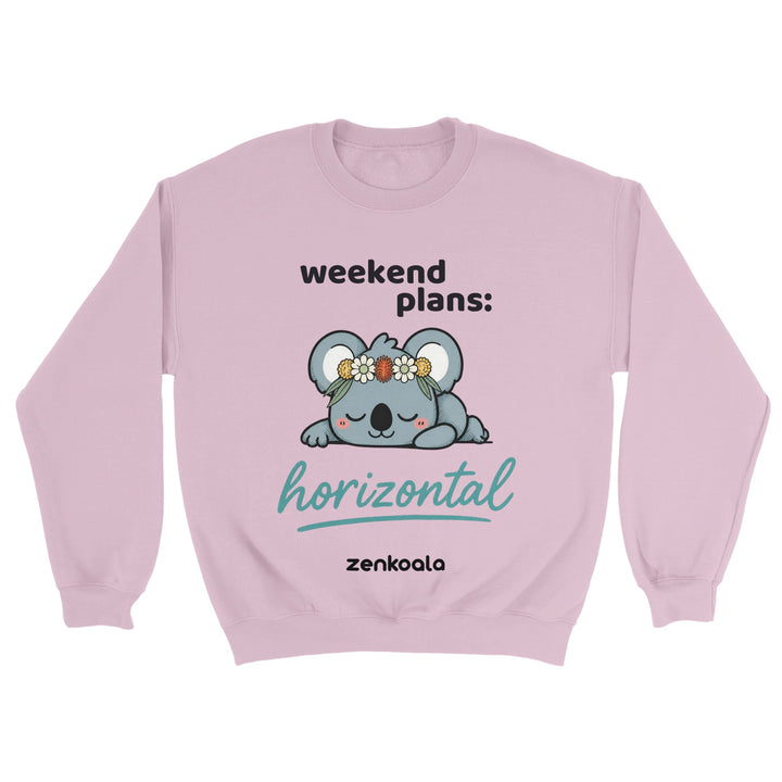 Weekend Plans Horizontal Koala feel-good sweatshirt in light pink — Zen Koala Australia
