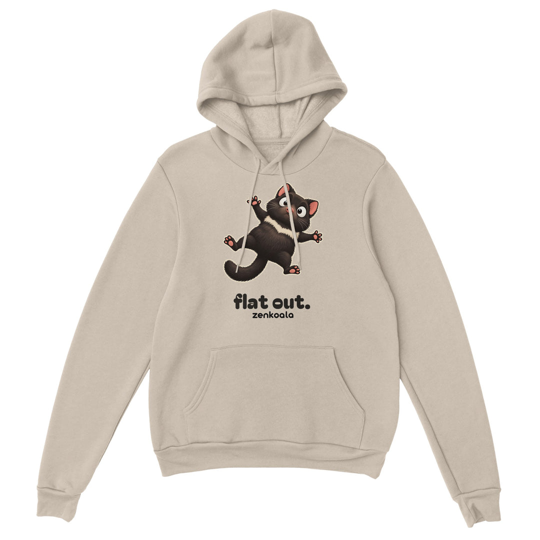 Flat Out feel-good hoodie in sand, Zen Koala Australia