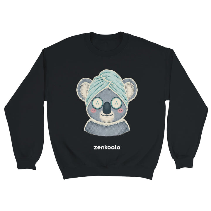 Koala Spa Day feel-good sweatshirt in black — Zen Koala Australia