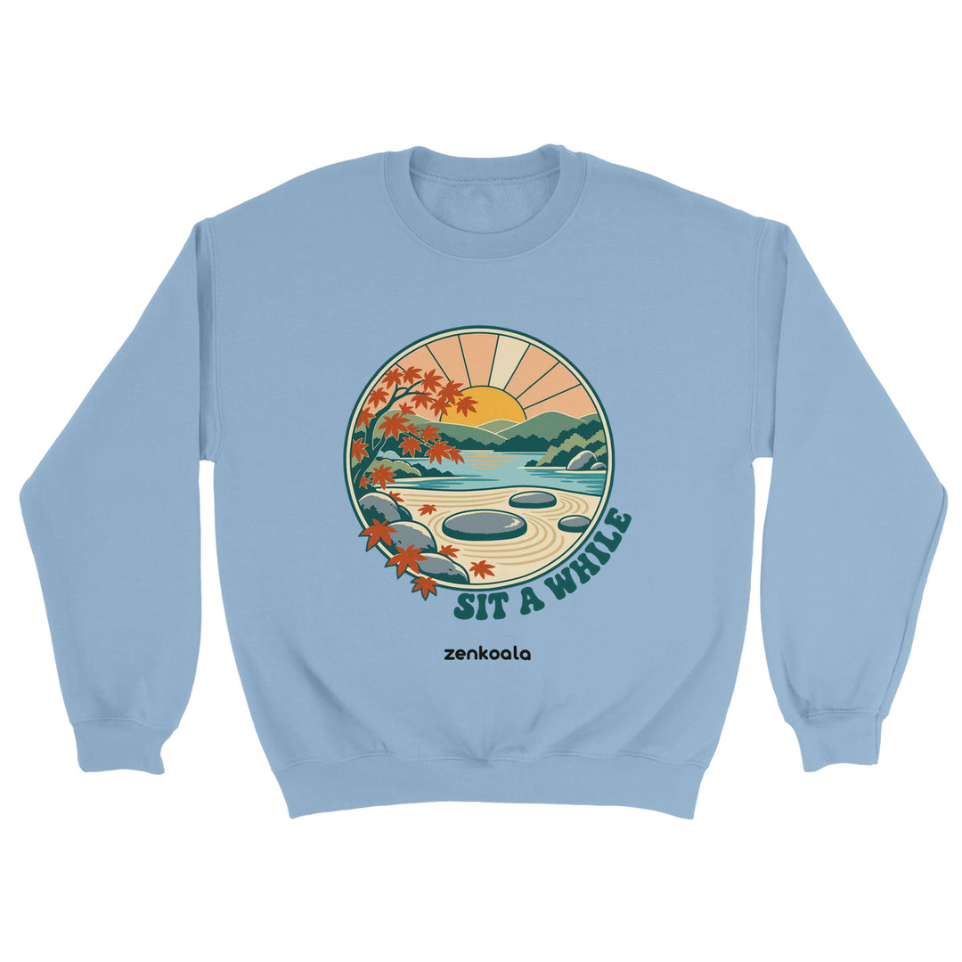 Zen Garden Sit a While feel-good sweatshirt in light blue, Zen Koala Australia