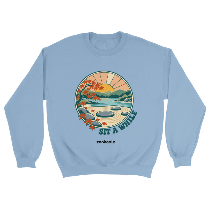 Zen Garden Sit a While feel-good sweatshirt in light blue, Zen Koala Australia