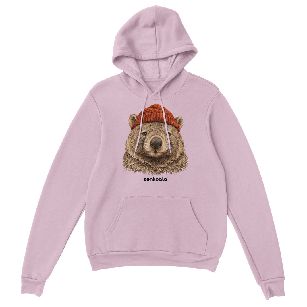 Wombat Beanie feel-good hoodie in light pink, Zen Koala Australia