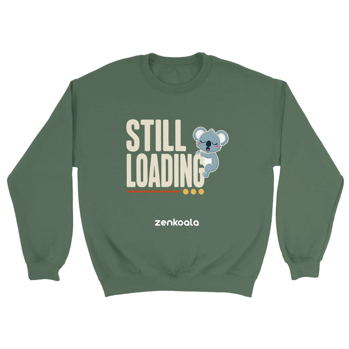Still Loading Koala feel-good sweatshirt in military green — Zen Koala Australia