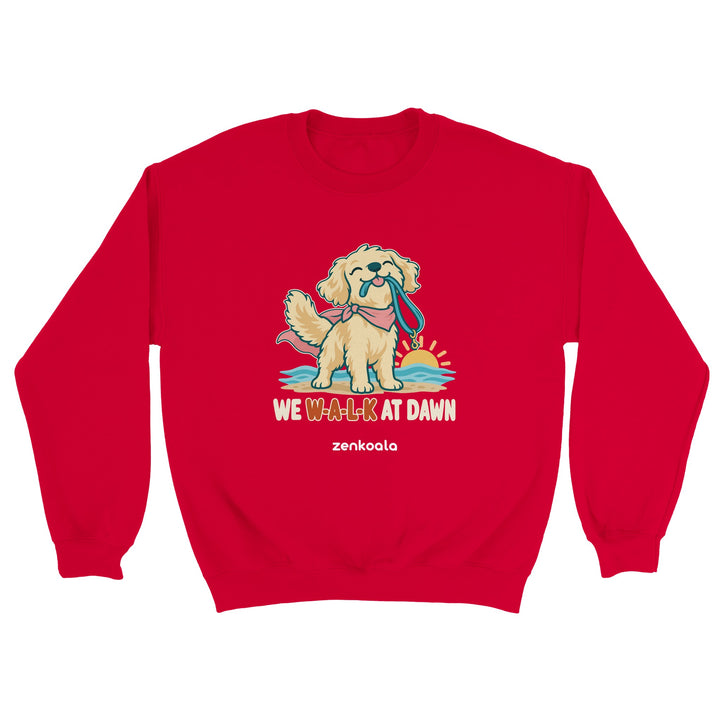 We Walk at Dawn feel-good sweatshirt in red, Zen Koala Australia