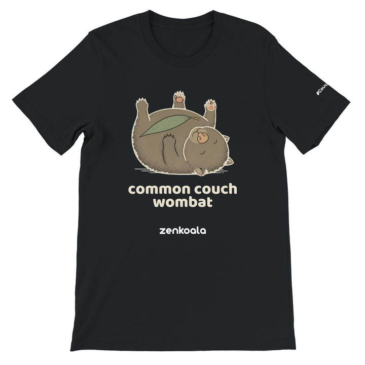 Common Couch Wombat feel-good tee in black — Zen Koala Australia