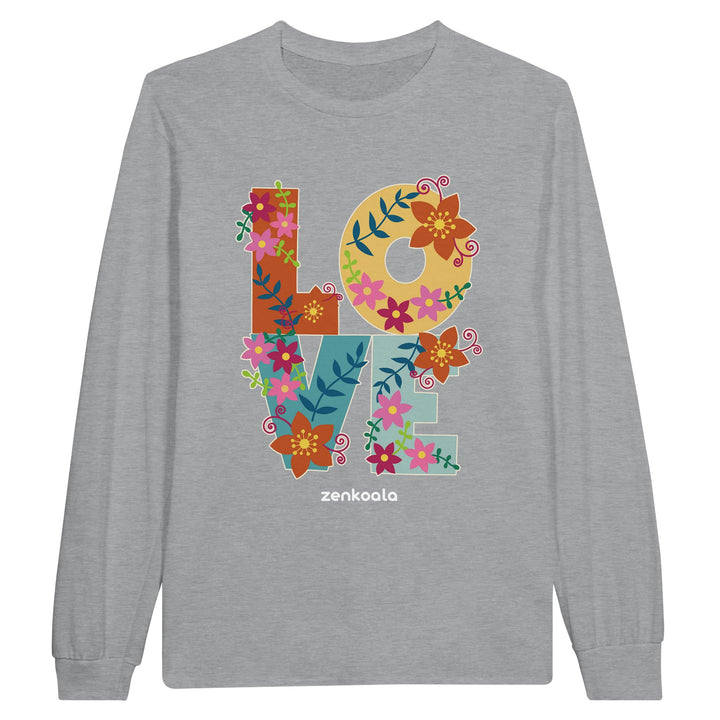 Love feel-good long sleeve tee in sports grey, Zen Koala Australia