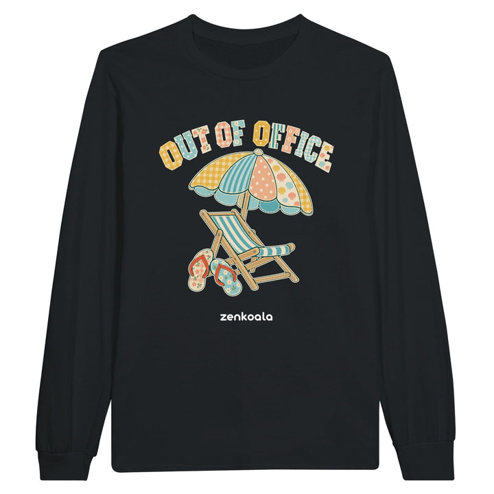 Out of Office Beach feel-good long sleeve tee in black, Zen Koala Australia