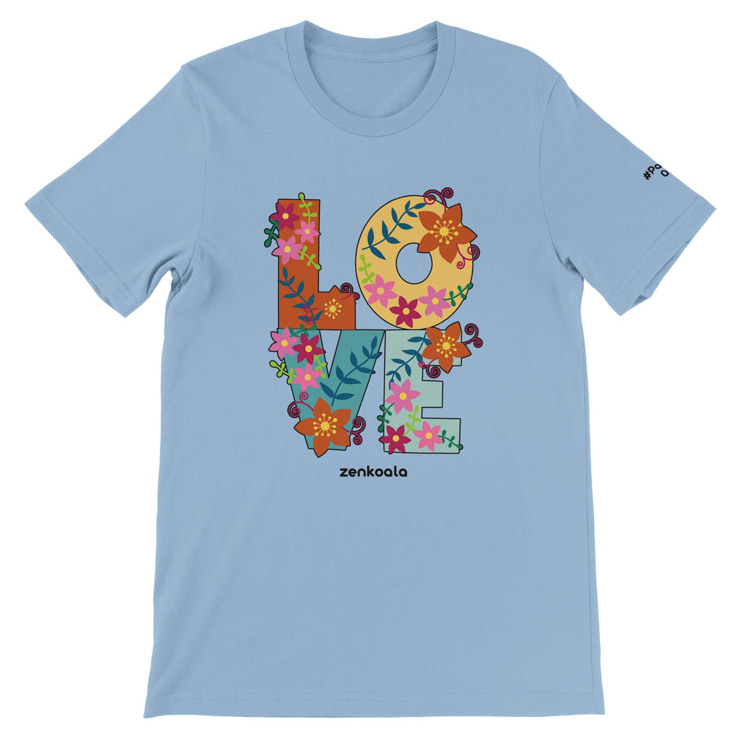 Love feel-good tee in light blue, Zen Koala Australia