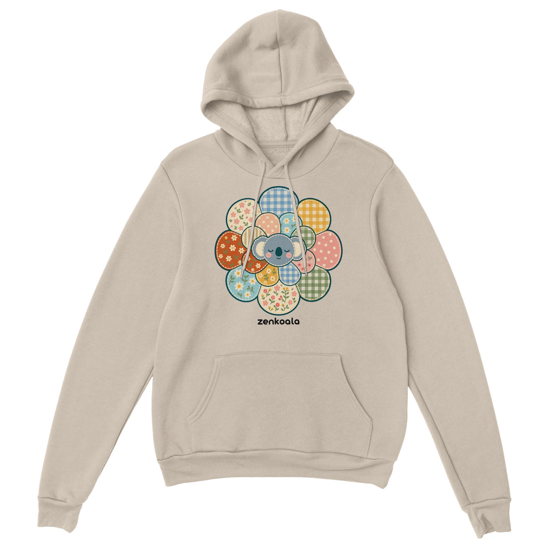 Zen Mandala Flower feel-good hoodie in sand, Zen Koala Australia