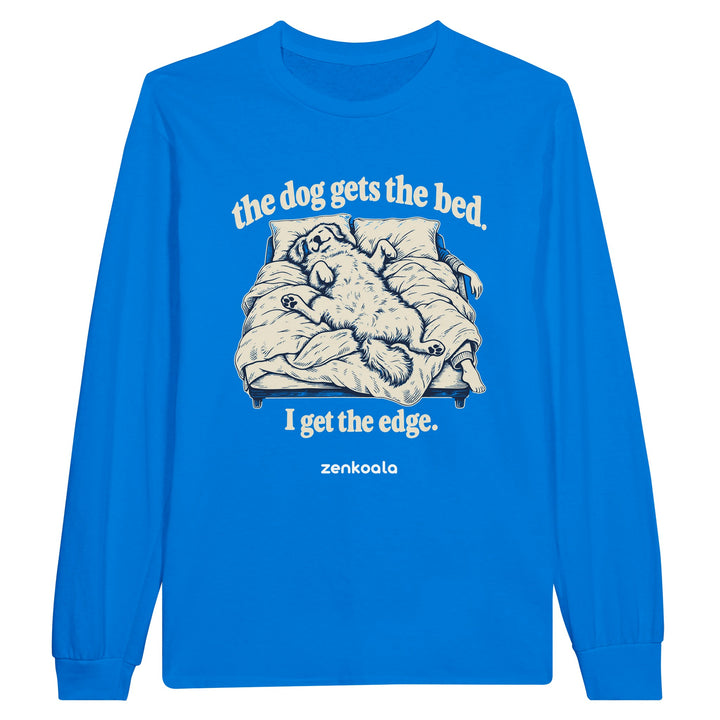 The Dog Gets the Bed feel-good long sleeve tee in royal, Zen Koala Australia
