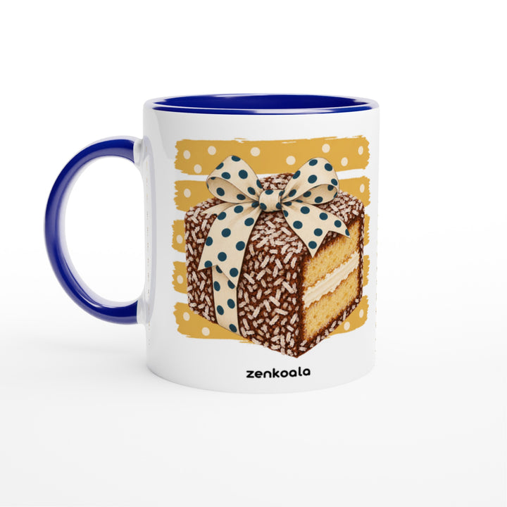 Lamington mug in blue: white with a blue rim, inside and handle, Zen Koala Australia