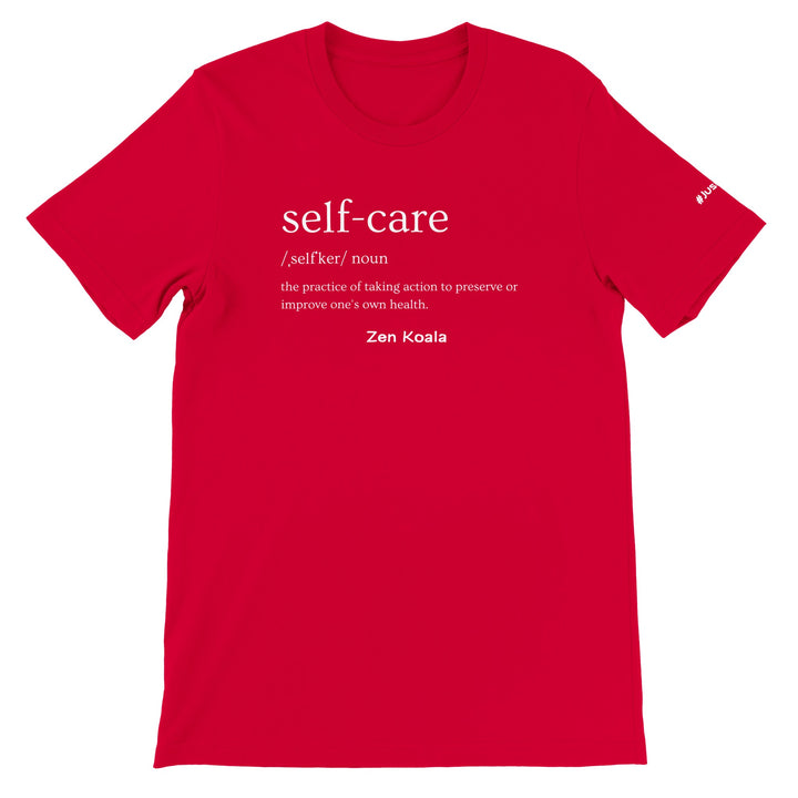 Self Care feel-good t-shirt in red — Zen Koala Australia