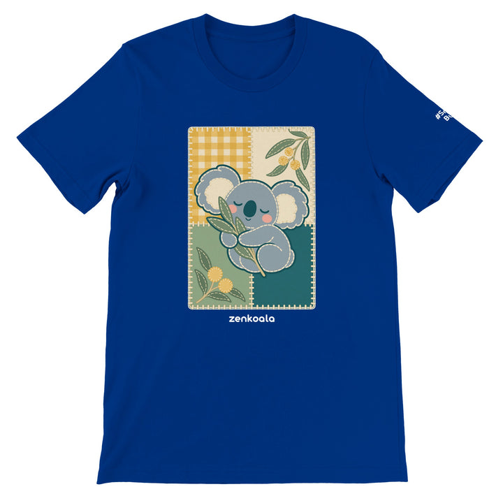 Koala Quilt feel-good tee in true royal, Zen Koala Australia