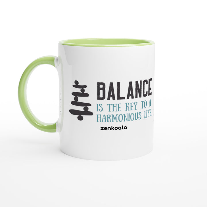Balance mug in green: white with a green rim, inside and handle, Zen Koala Australia