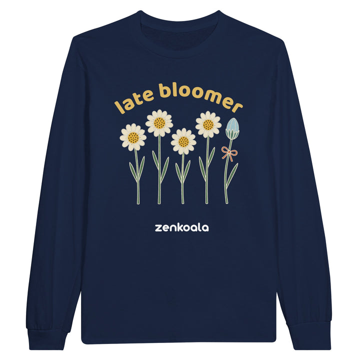 Late Bloomer long sleeve tee in navy — Zen Koala Australia