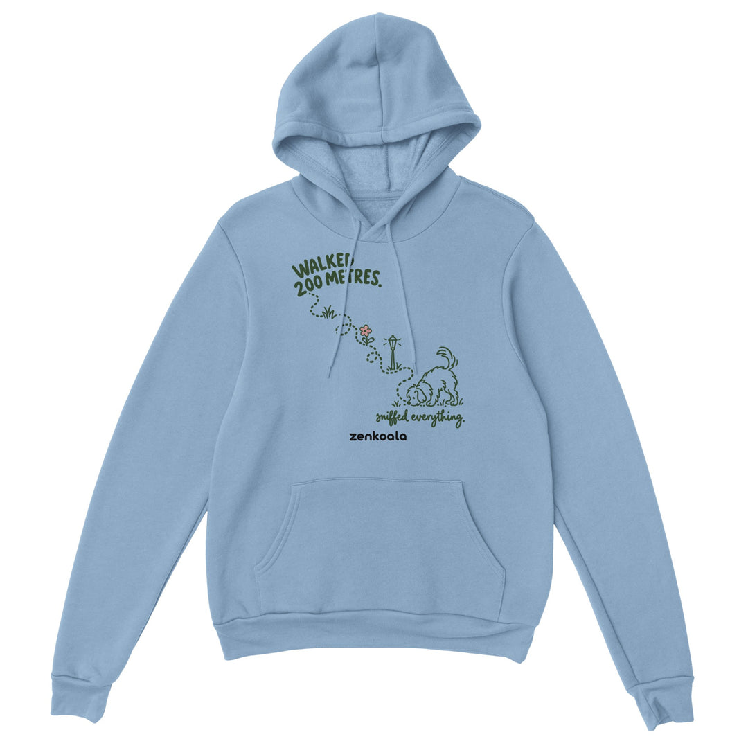 Sniffed Everything feel-good hoodie in light blue, Zen Koala Australia