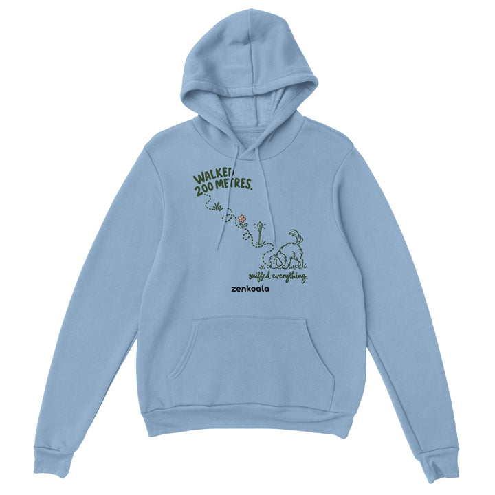 Sniffed Everything feel-good hoodie in light blue, Zen Koala Australia
