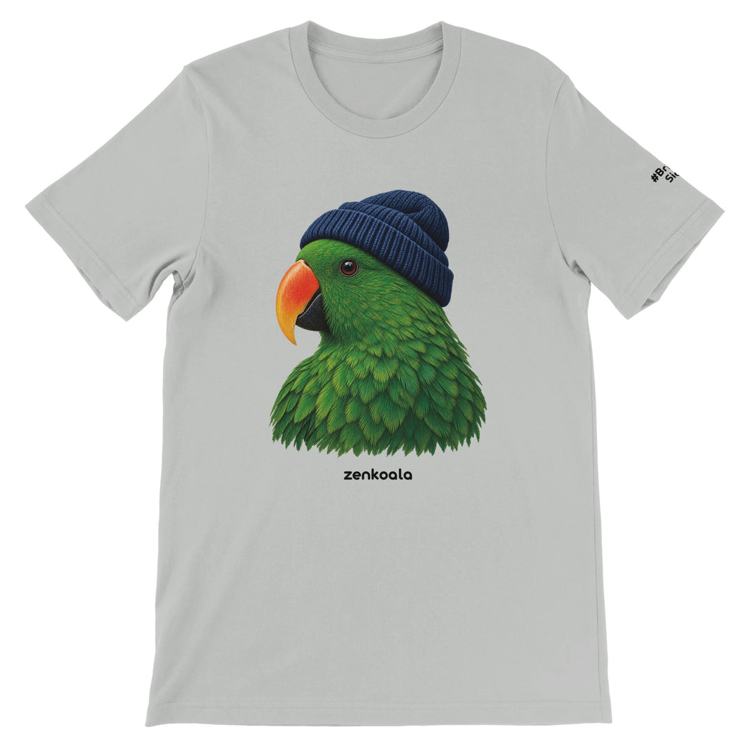 Parrot Beanie feel-good tee in silver, Zen Koala Australia