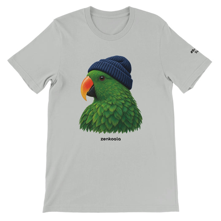 Parrot Beanie feel-good tee in silver, Zen Koala Australia