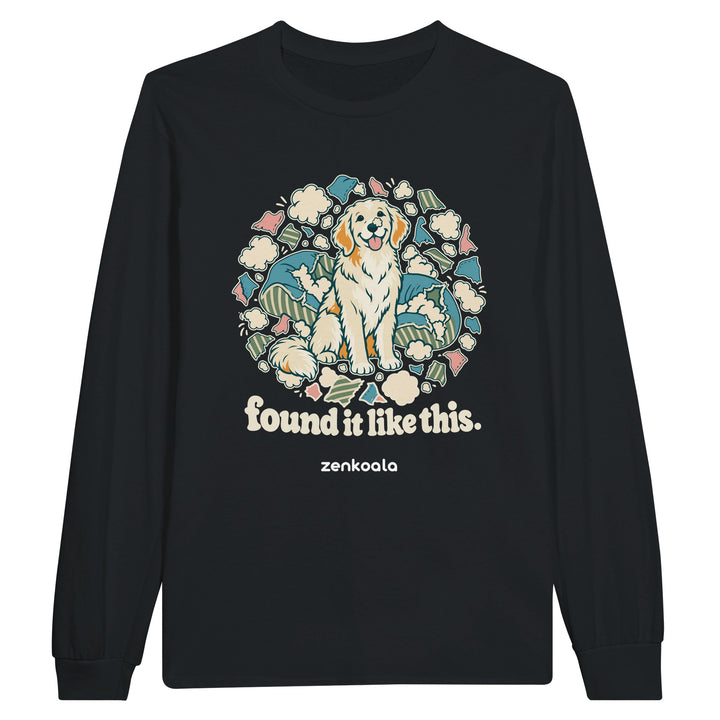 Found It Like This feel-good long sleeve tee in black, Zen Koala Australia