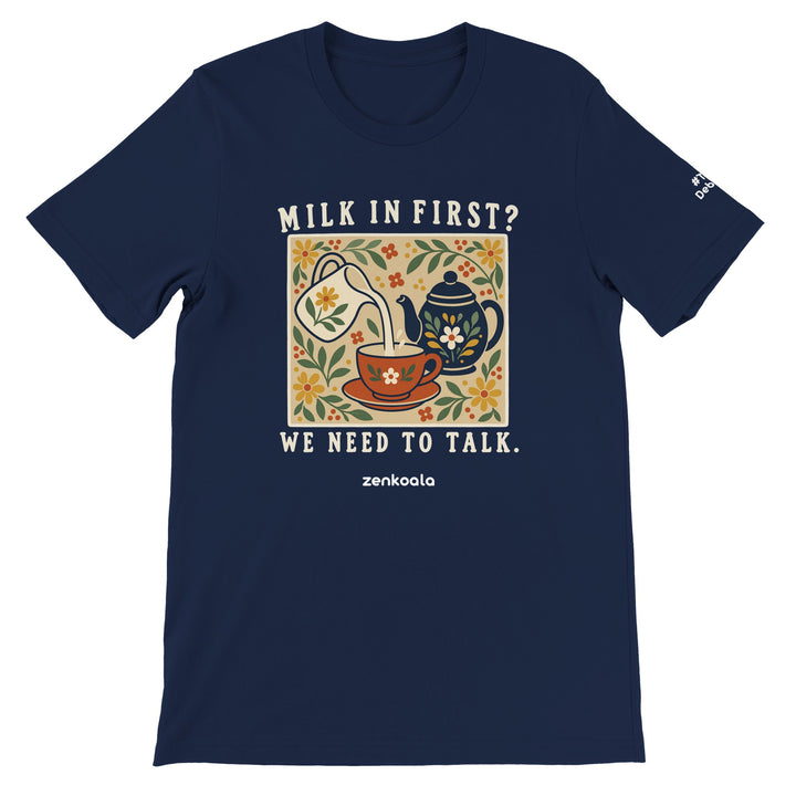 Milk in First feel-good tee in navy, Zen Koala Australia