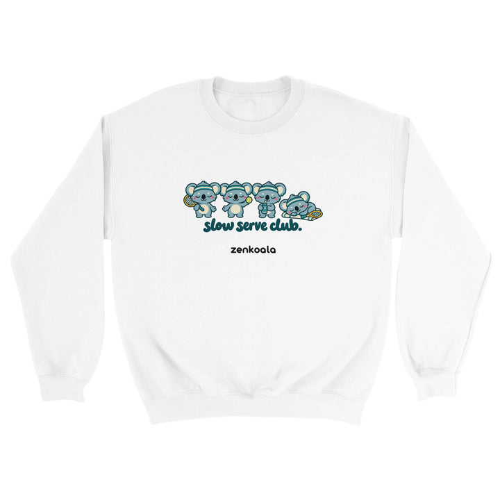 Slow Serve Club feel-good sweatshirt in white, Zen Koala Australia