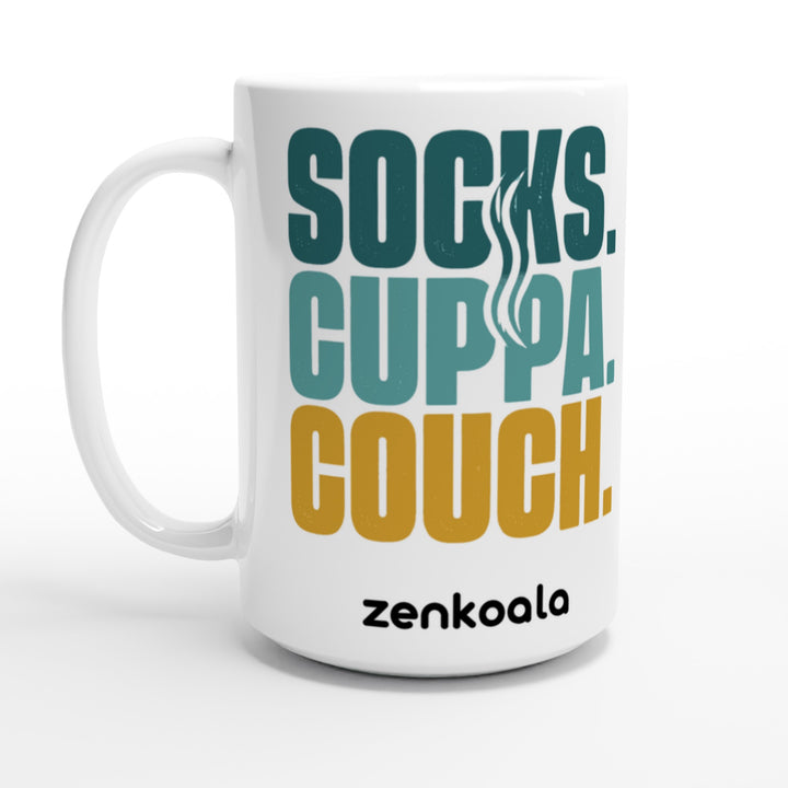 Socks Cuppa Couch feel-good 15oz mug: three words for the perfect evening in, Zen Koala Australia