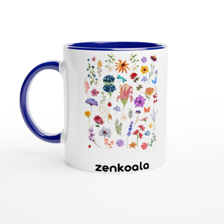 Stay Wild mug in blue: white with a blue rim, inside and handle, Zen Koala Australia