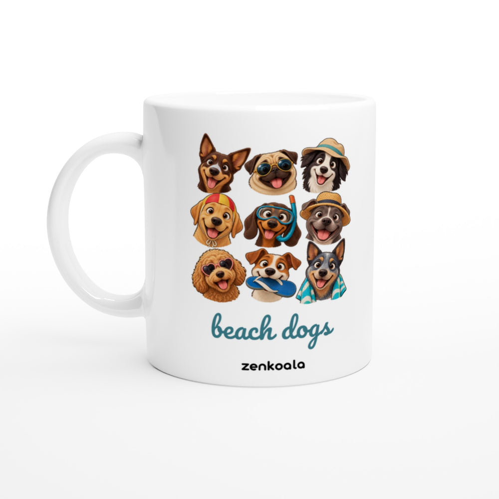 Beach Dogs mug in all white, Zen Koala Australia