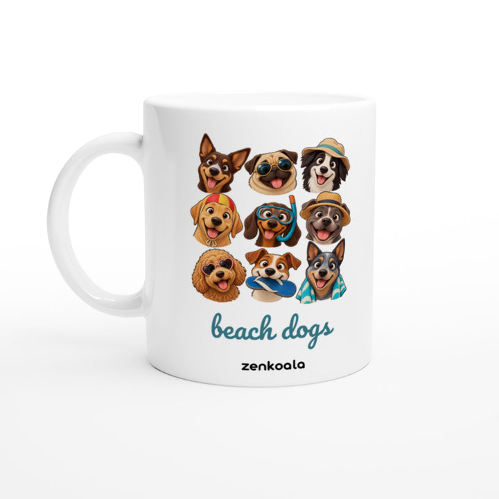 Beach Dogs mug in all white, Zen Koala Australia
