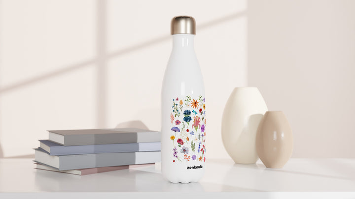 Stay Wild water bottle beside books and vases, Zen Koala Australia