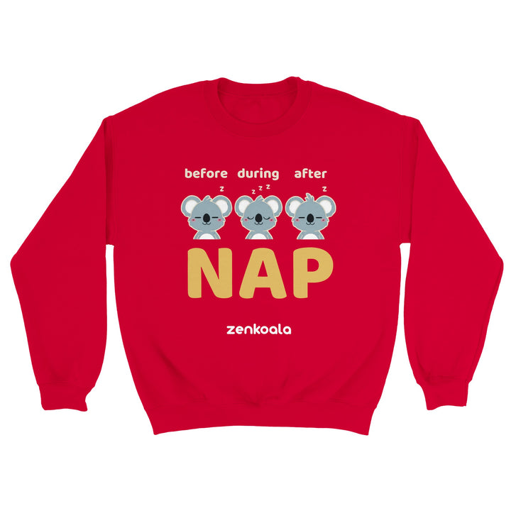 Before Nap Nap After Nap Koala feel-good sweatshirt in Red — Zen Koala Australia