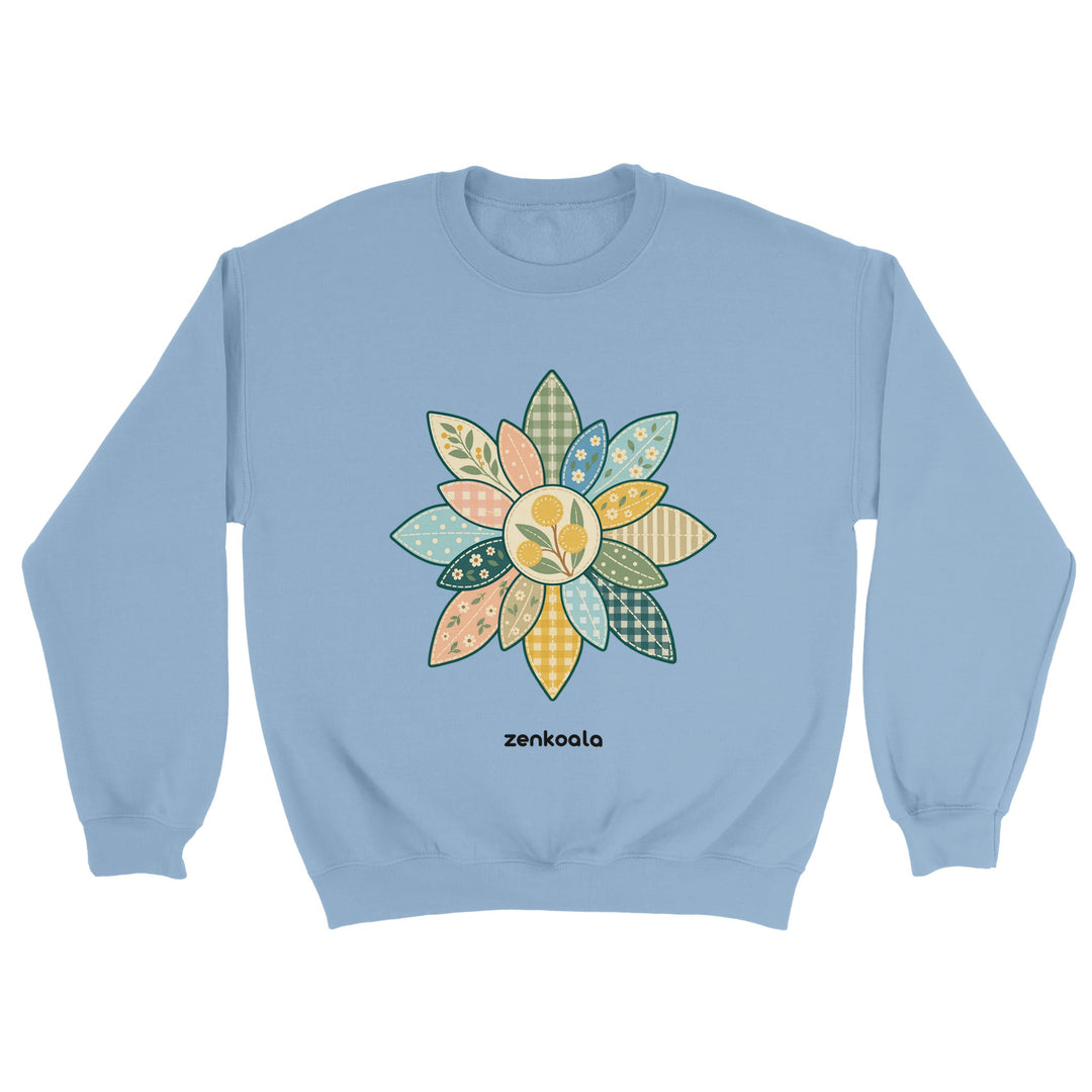 Wattle Mandala feel-good sweatshirt in light blue, Zen Koala Australia