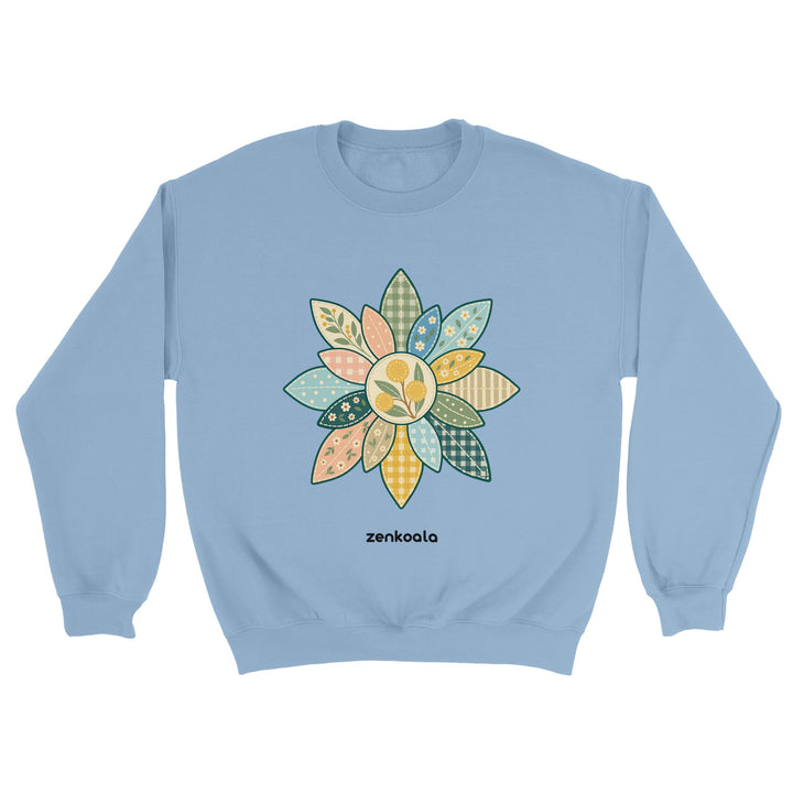Wattle Mandala feel-good sweatshirt in light blue, Zen Koala Australia