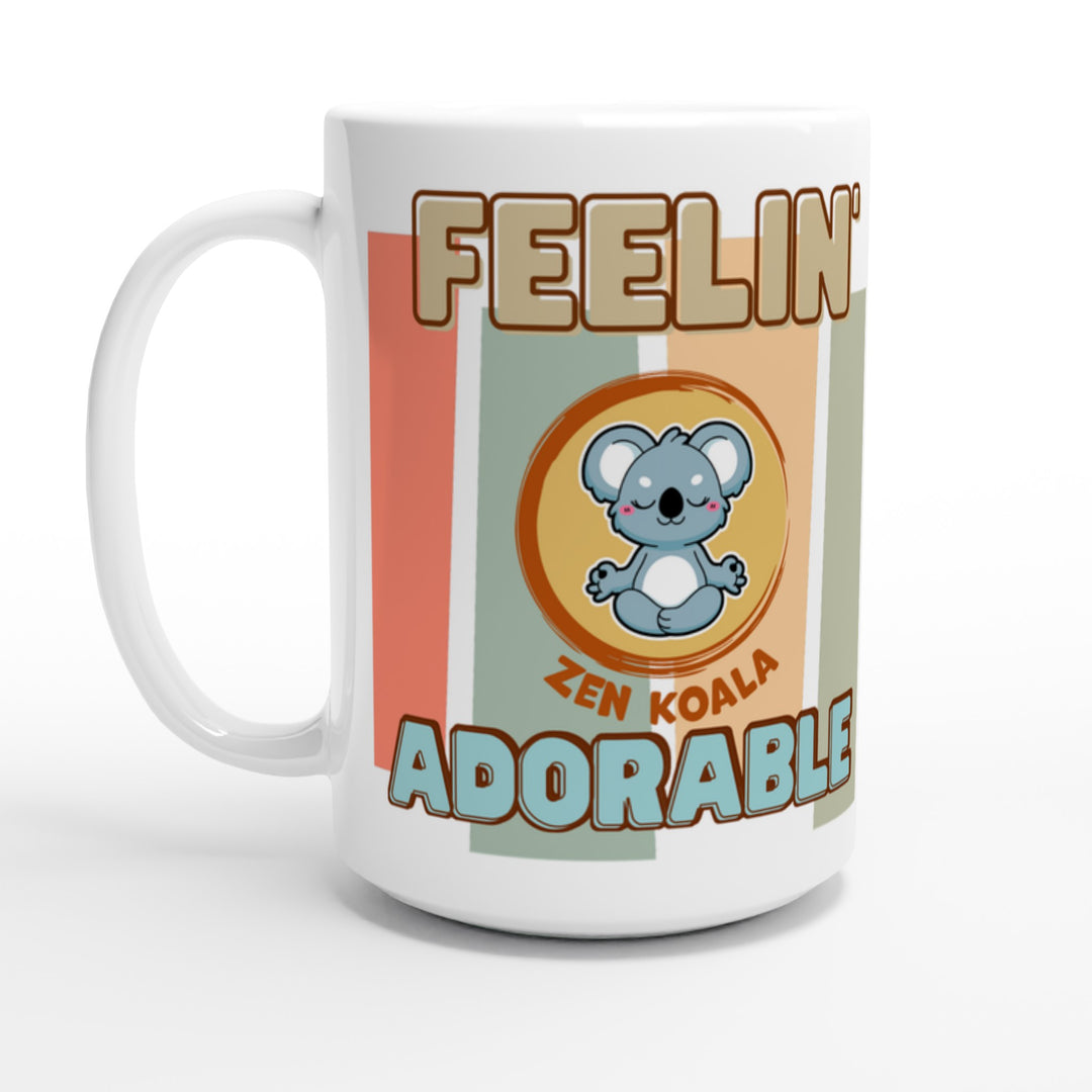 Feeling Adorable feel-good 15oz mug: retro stripes and our meditating koala, Zen Koala Australia