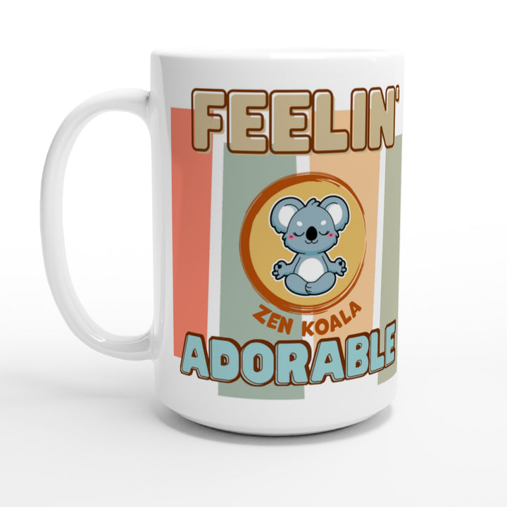 Feeling Adorable feel-good 15oz mug: retro stripes and our meditating koala, Zen Koala Australia