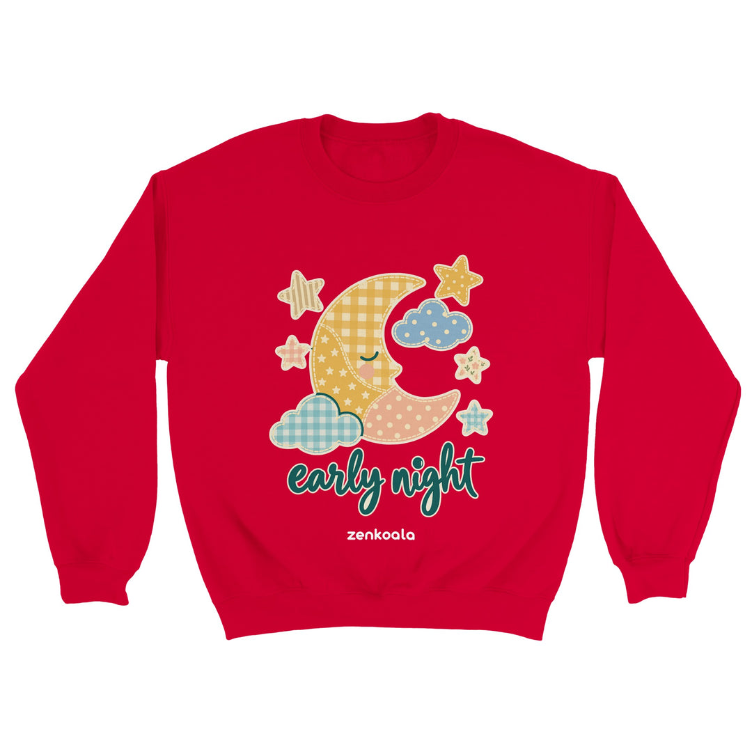 Early Night Moon feel-good sweatshirt in red, Zen Koala Australia