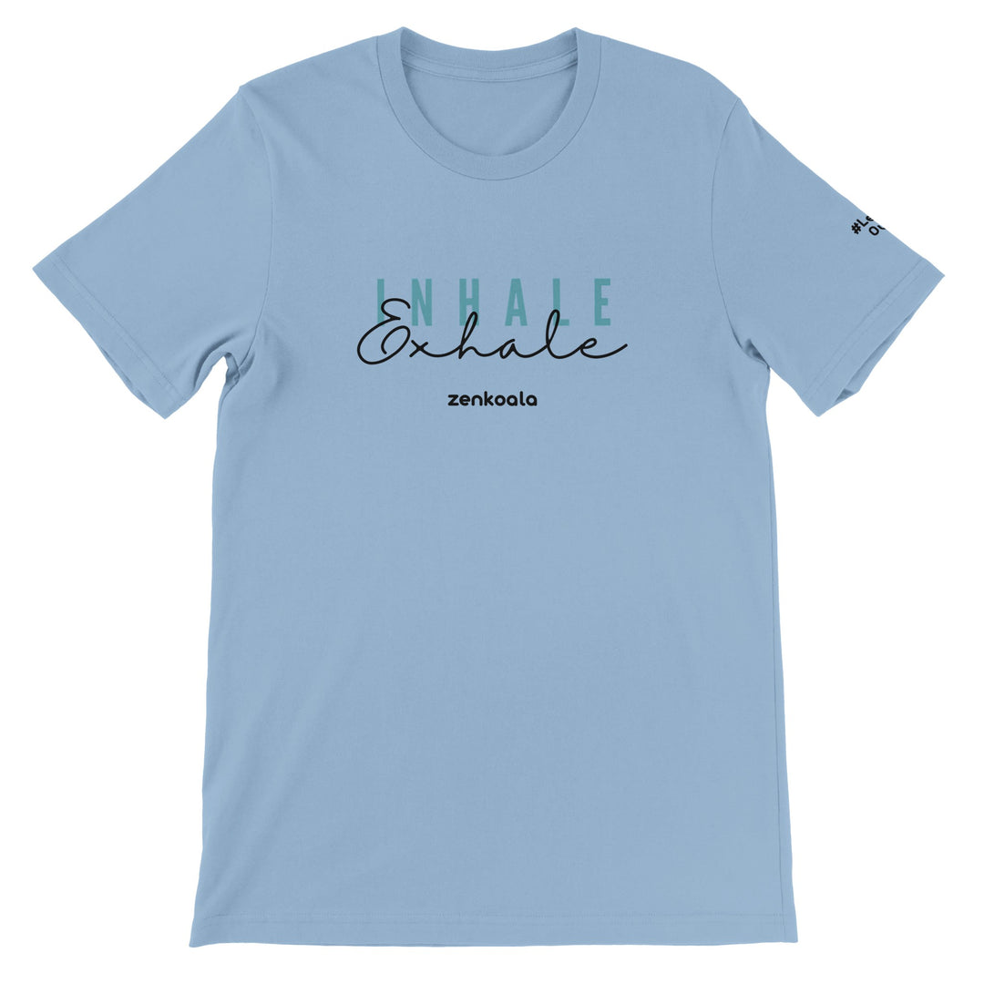 Exhale feel-good tee in light blue, Zen Koala Australia