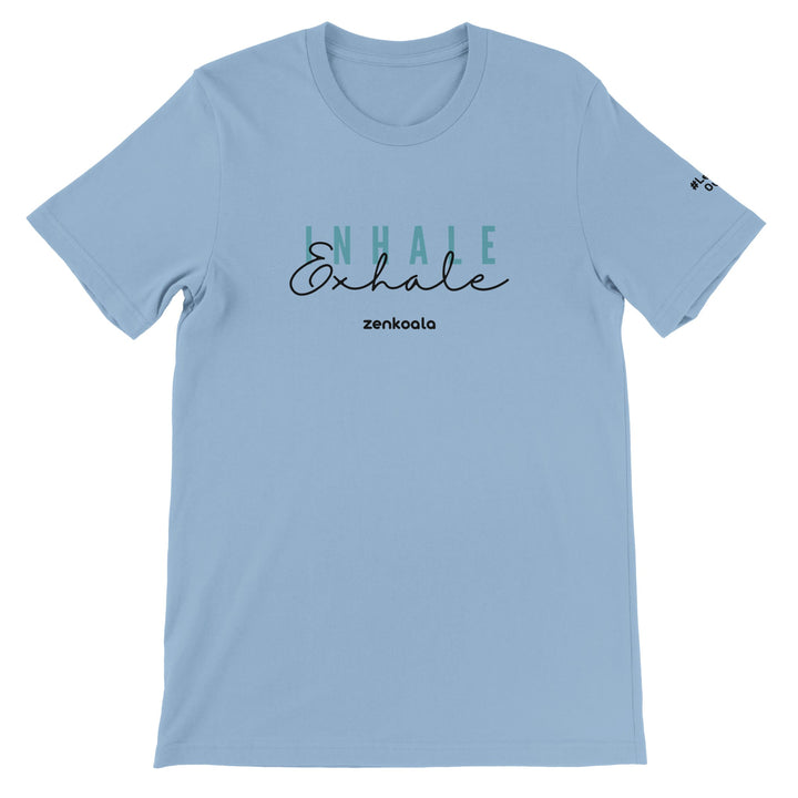 Exhale feel-good tee in light blue, Zen Koala Australia