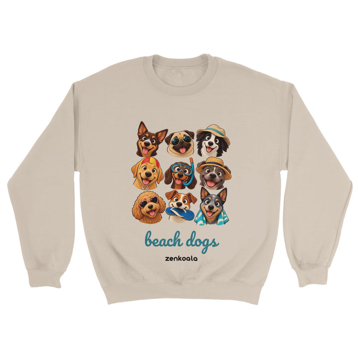 Beach Dogs feel-good sweatshirt in sand, Zen Koala Australia