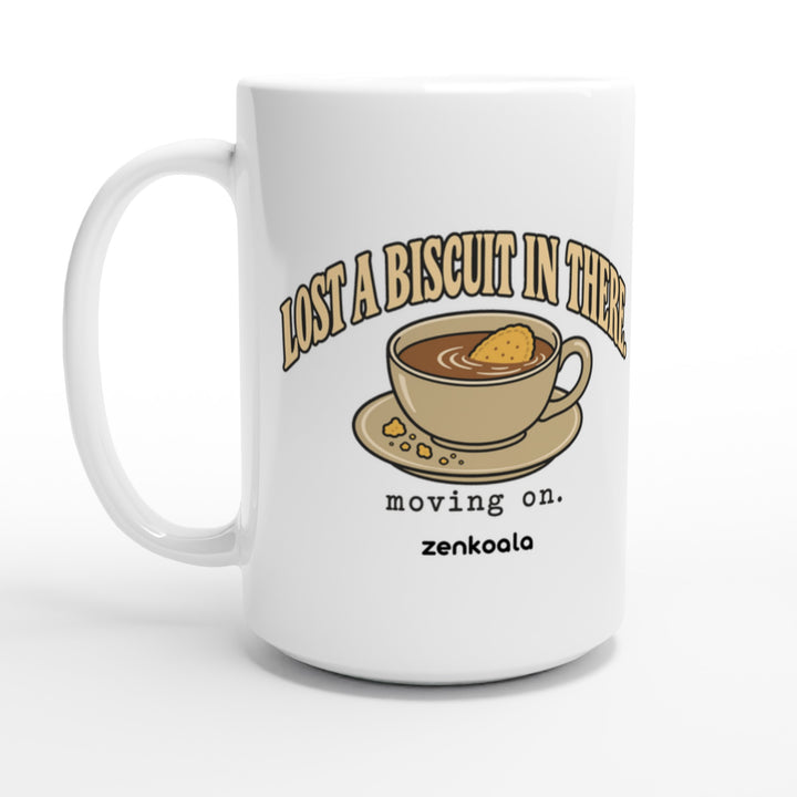 Lost a Biscuit in There feel-good 15oz mug: a biscuit sinking in a cuppa, Zen Koala Australia