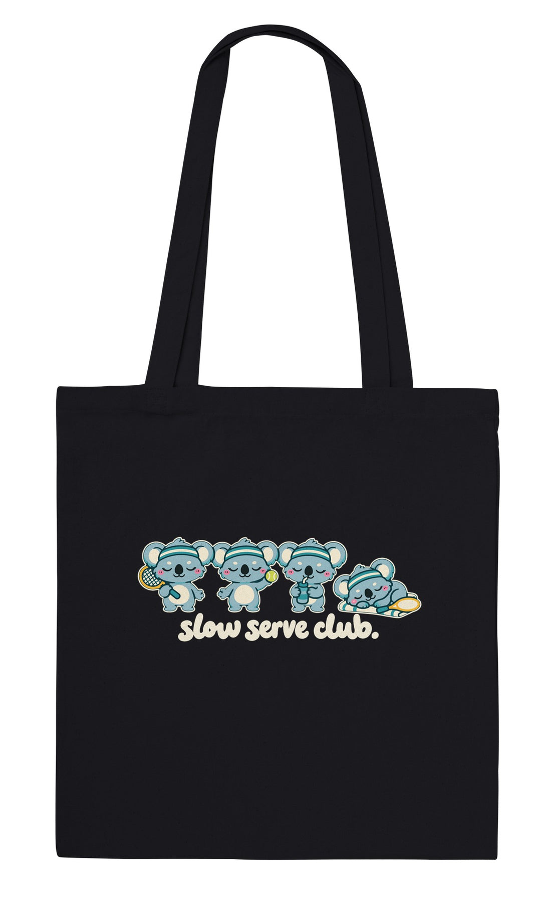 Slow Serve Club feel-good tote bag in black, Zen Koala Australia